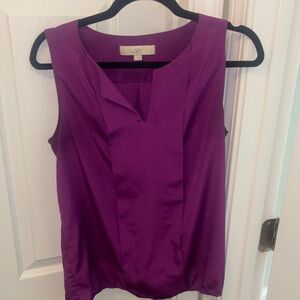 LOFT Deep Purple V-Notch Sleeveless Shell Top